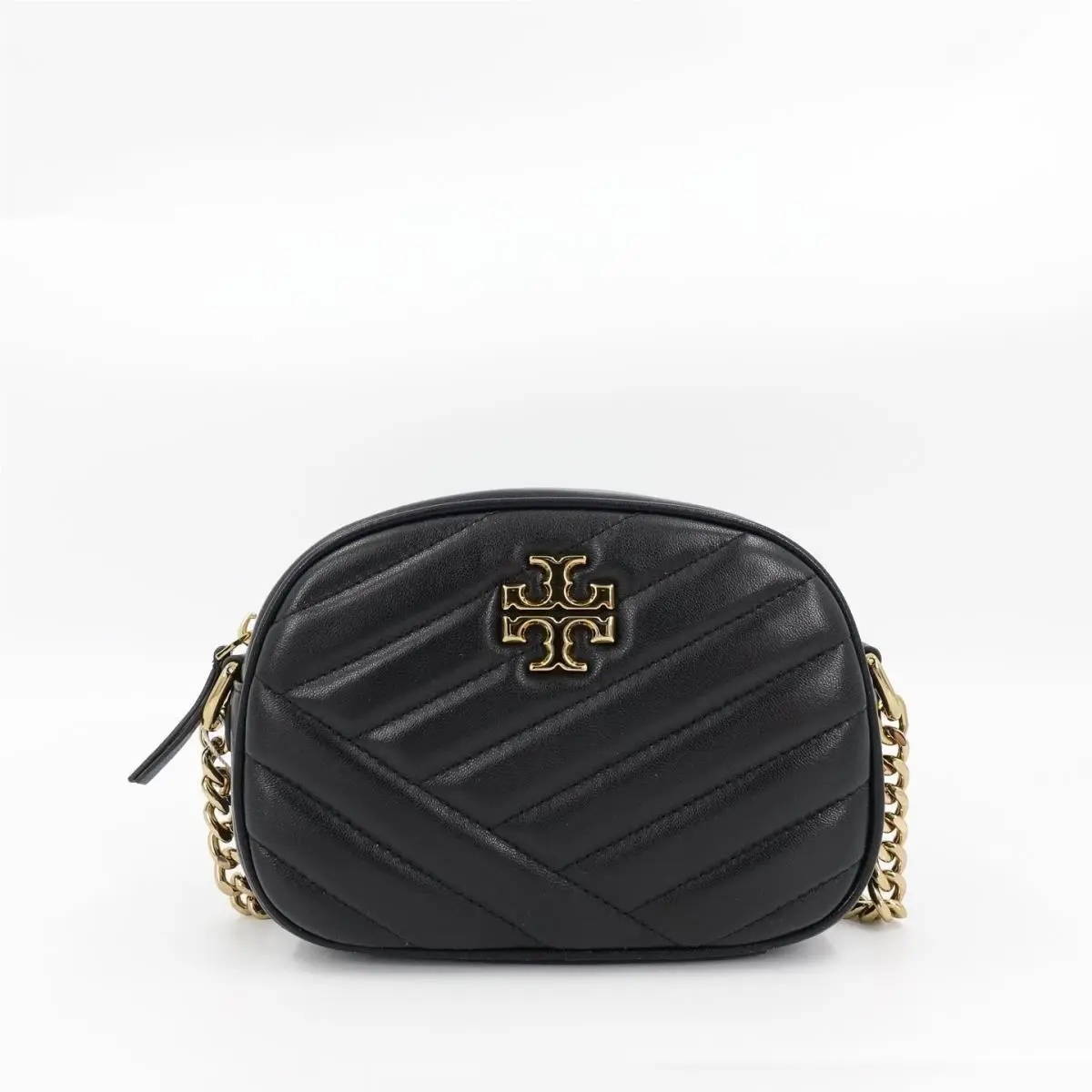 Tory Burch Kira Chevron Small Camera Crossbody Bag Black OS