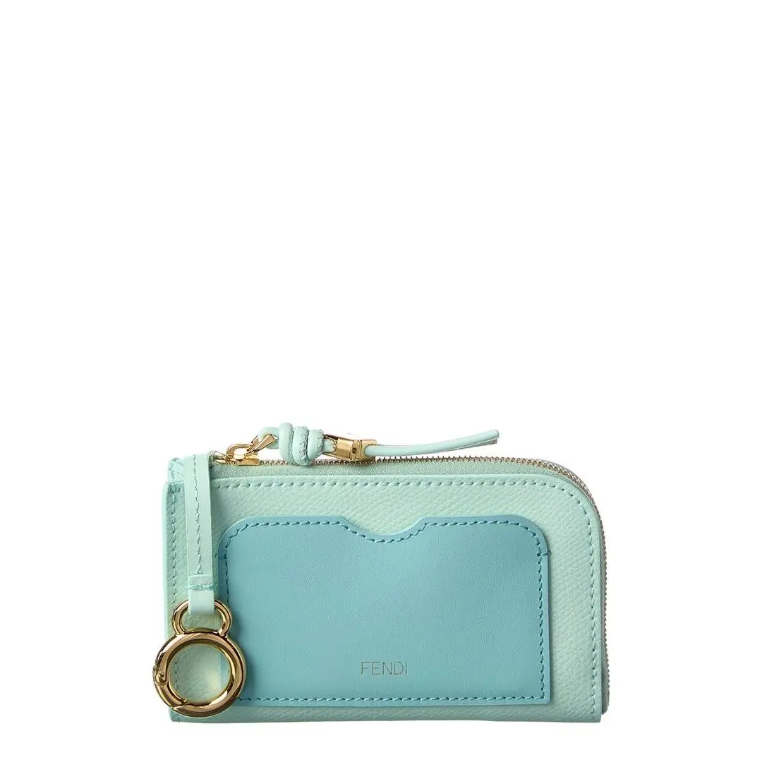Ff Diamond Leather Coin Purse Women`s Green by Fendi
