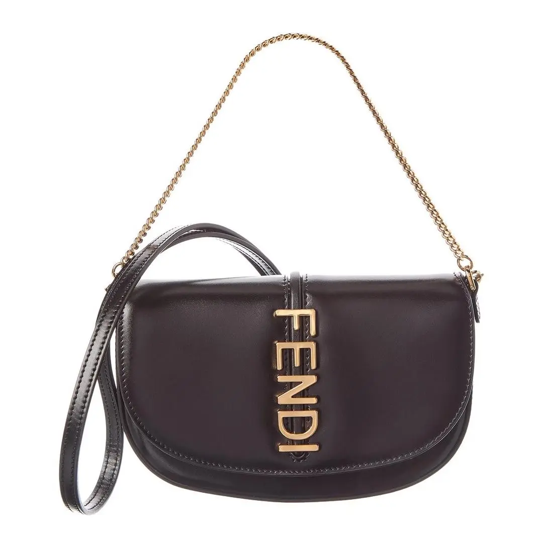 Fendi Fendigraphy Leather Wallet On Chain Women`s Black