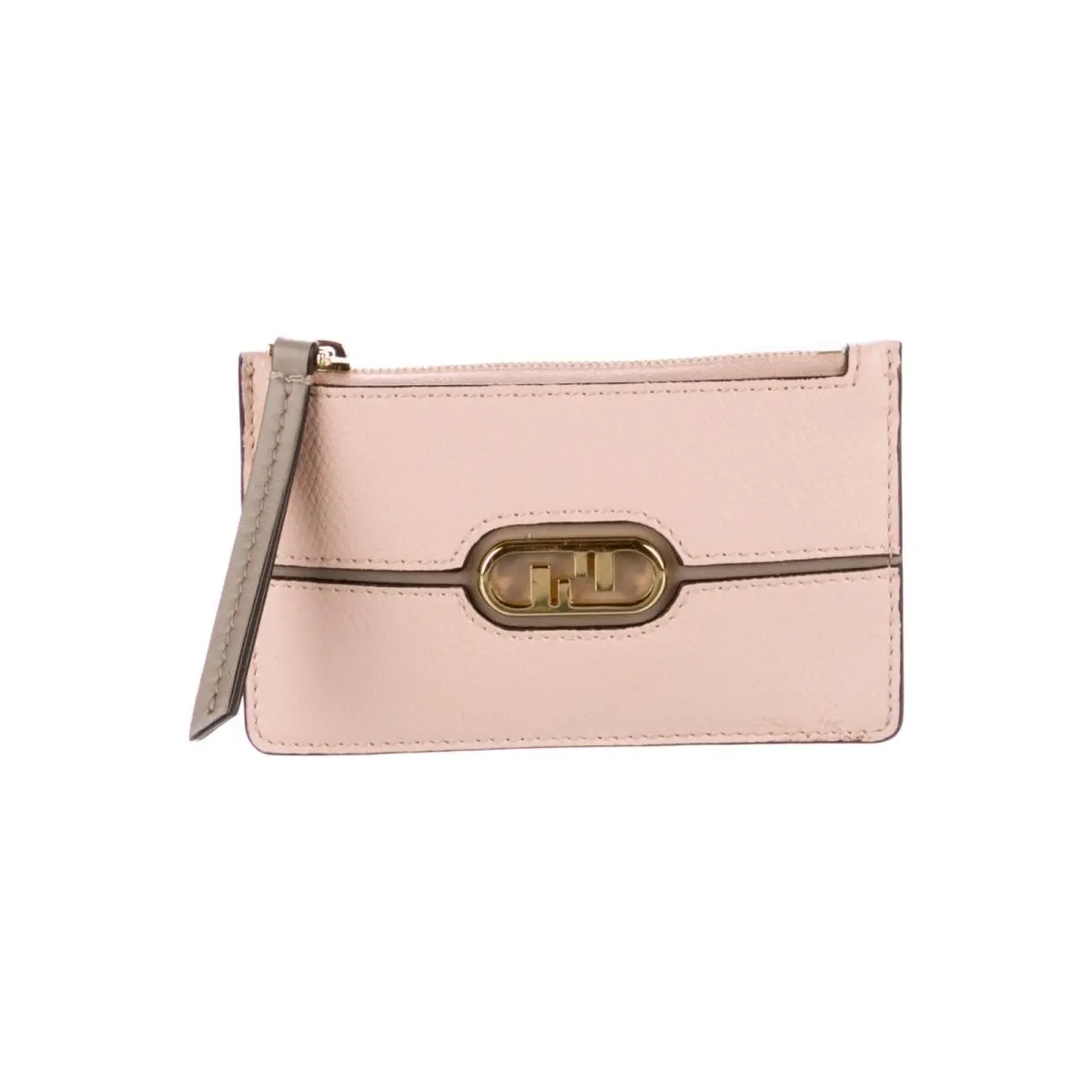 Fendi Card Coin Case Wallet Key Ring Rose Pink Leather Slim