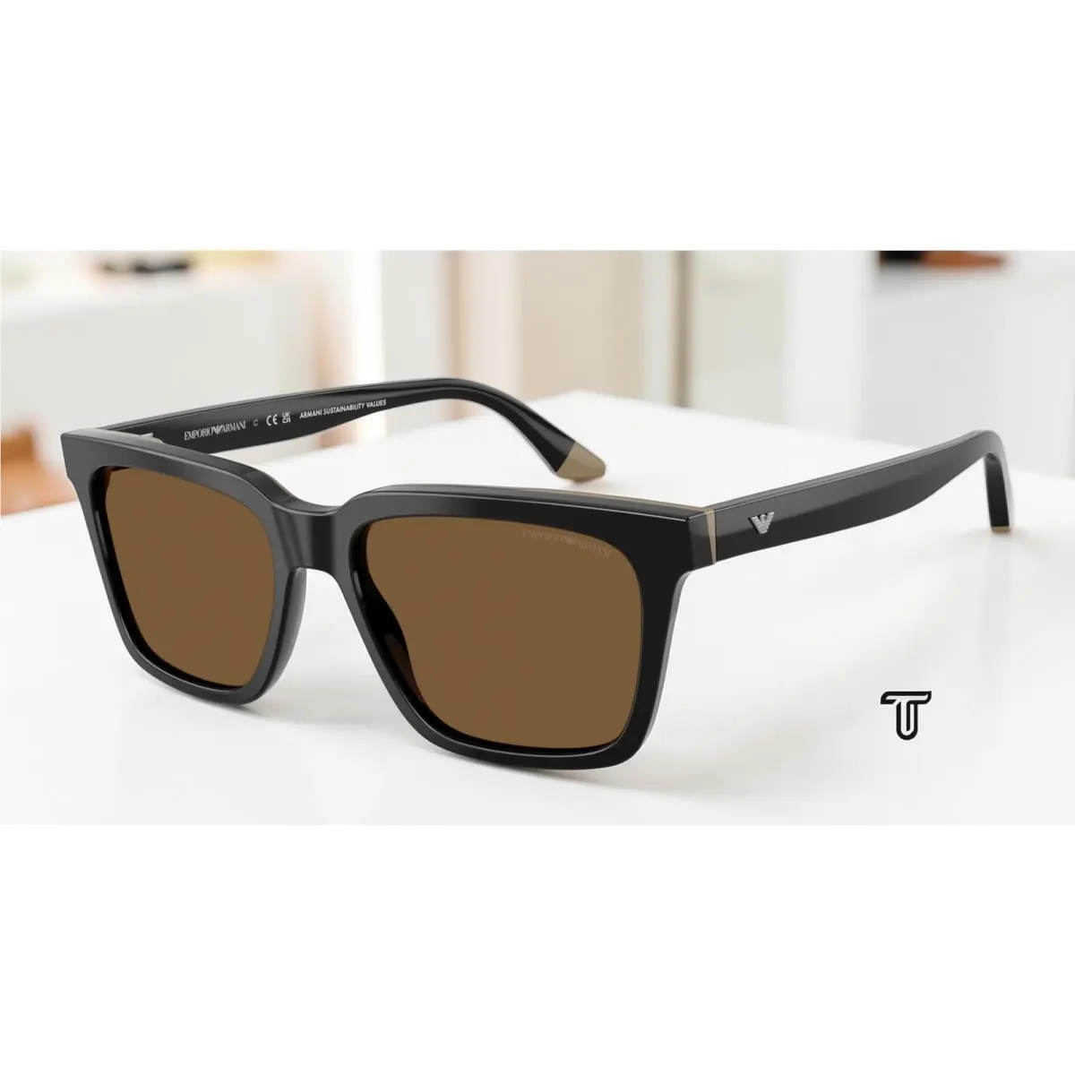 EA4260 631373 Black Beige Brown 55 mm Men`s Sunglasses by Emporio Armani
