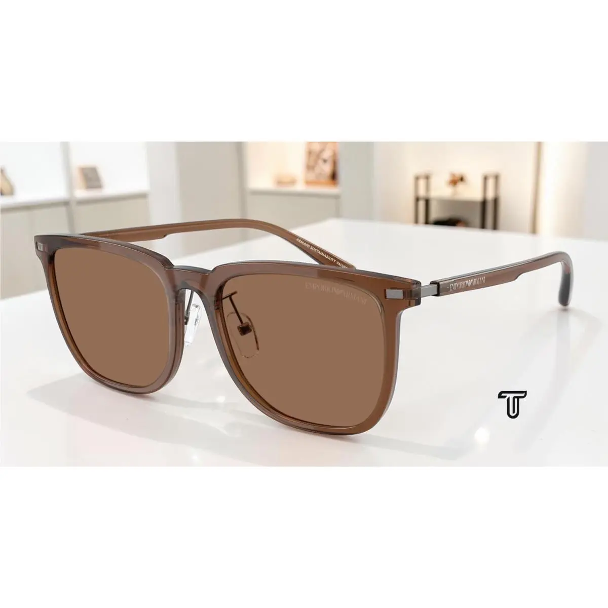 EA4255D 628273 Transparent Brown Brown 56 mm Unisex Sunglasses by Emporio Armani