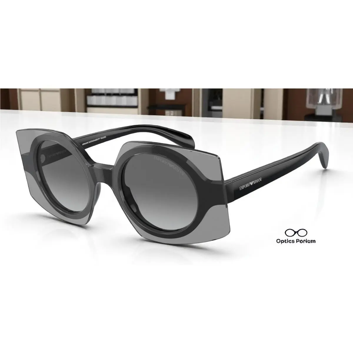 Emporio Armani EA4207 602911 Black Top Grey Gradient 46 mm Women`s Sunglasses