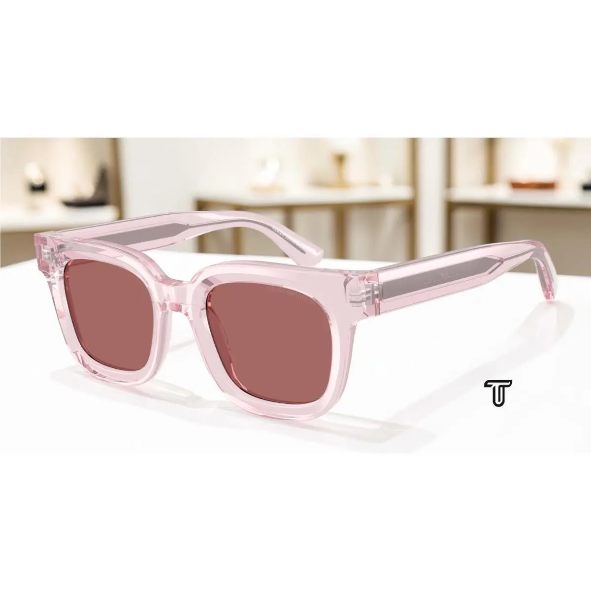EA4271 636669 Shiny Transparent Pink Brown 47mm Womens Sunglasses by Emporio Armani
