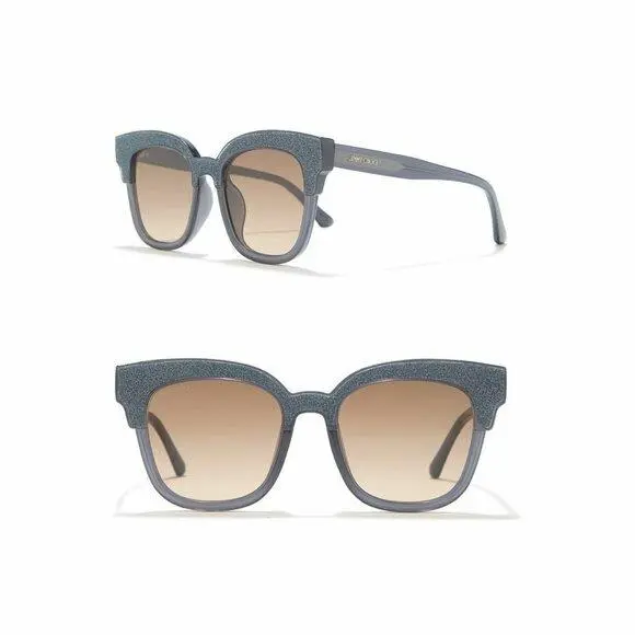 Womens Cats Eye Sunglasses Gray Silver Glitter 50 mm UV with Case by Jimmy Choo