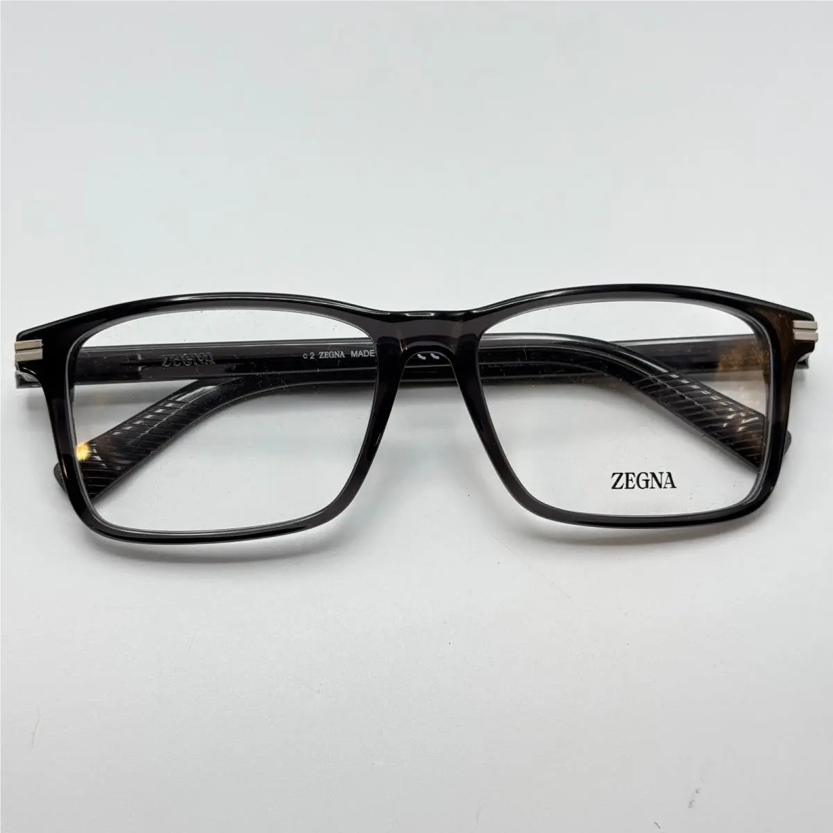Eyeglasses Frame EZ5333 020 Gray Rectangle Demo Lens 57-17-145 by Ermenegildo Zegna