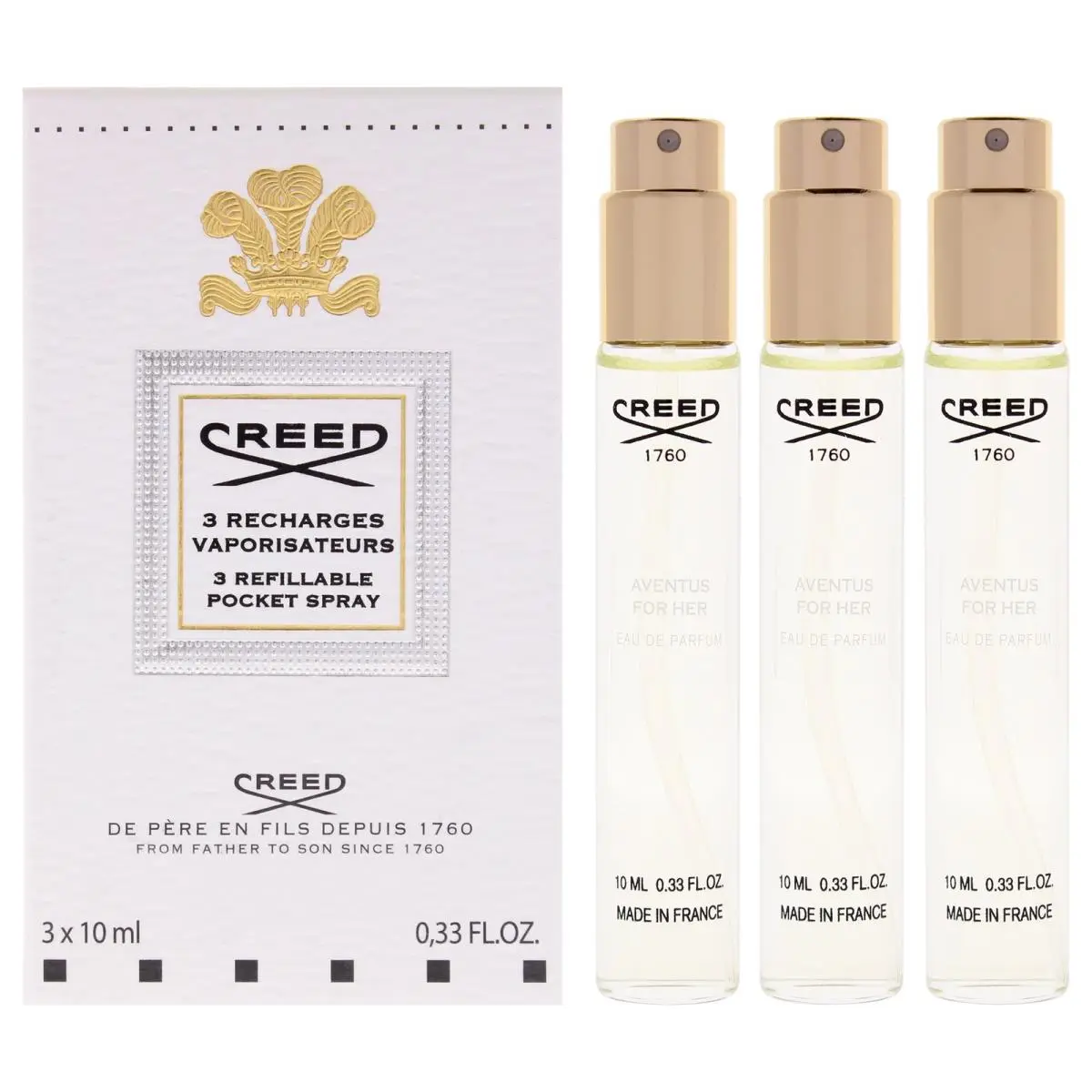 Aventus  For Women- 3 Pc Mini Gift Set 3 x 0.33oz Edp Spray Refillable by Creed