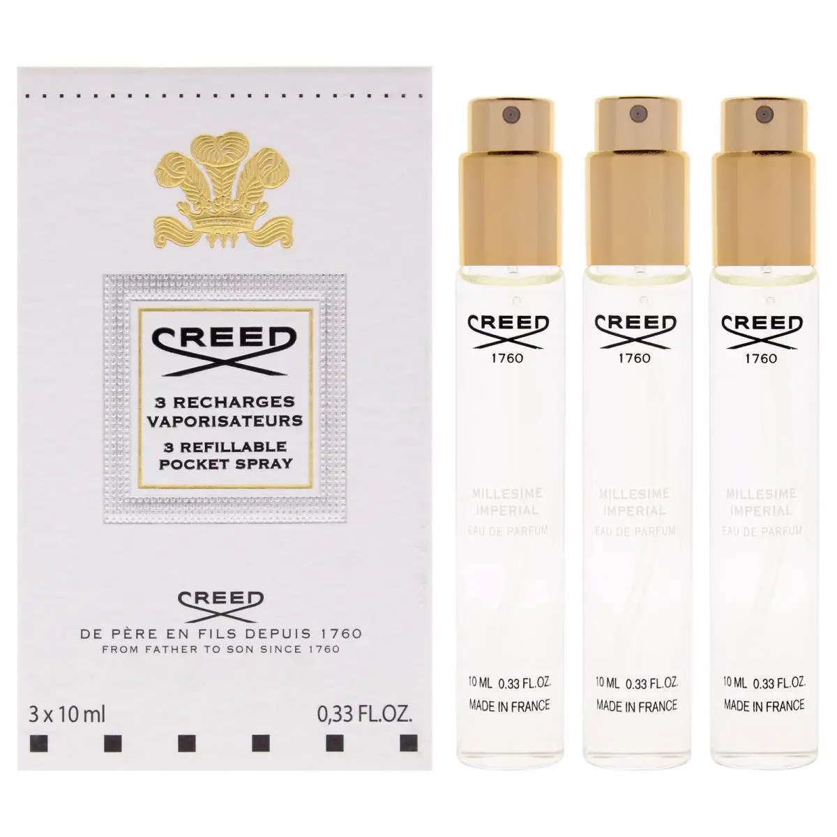 Millesime Imperial  For Men - 3 Pc 3 x 0.33oz Edp Spray Refillable by Creed