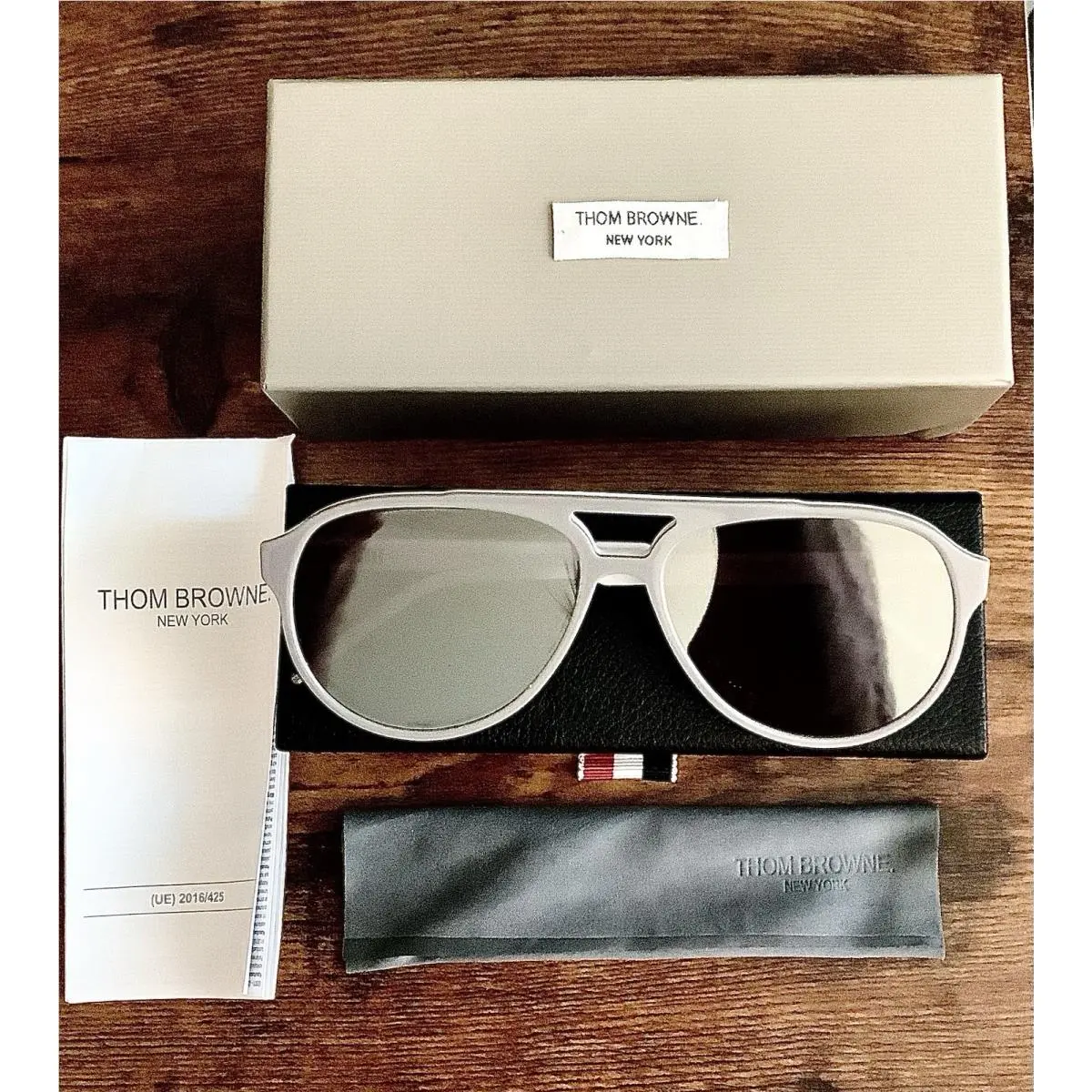 Thom Brown Grey White Aviator Sunglasses TBS408-63-02 Gry-wht Szxl W/case