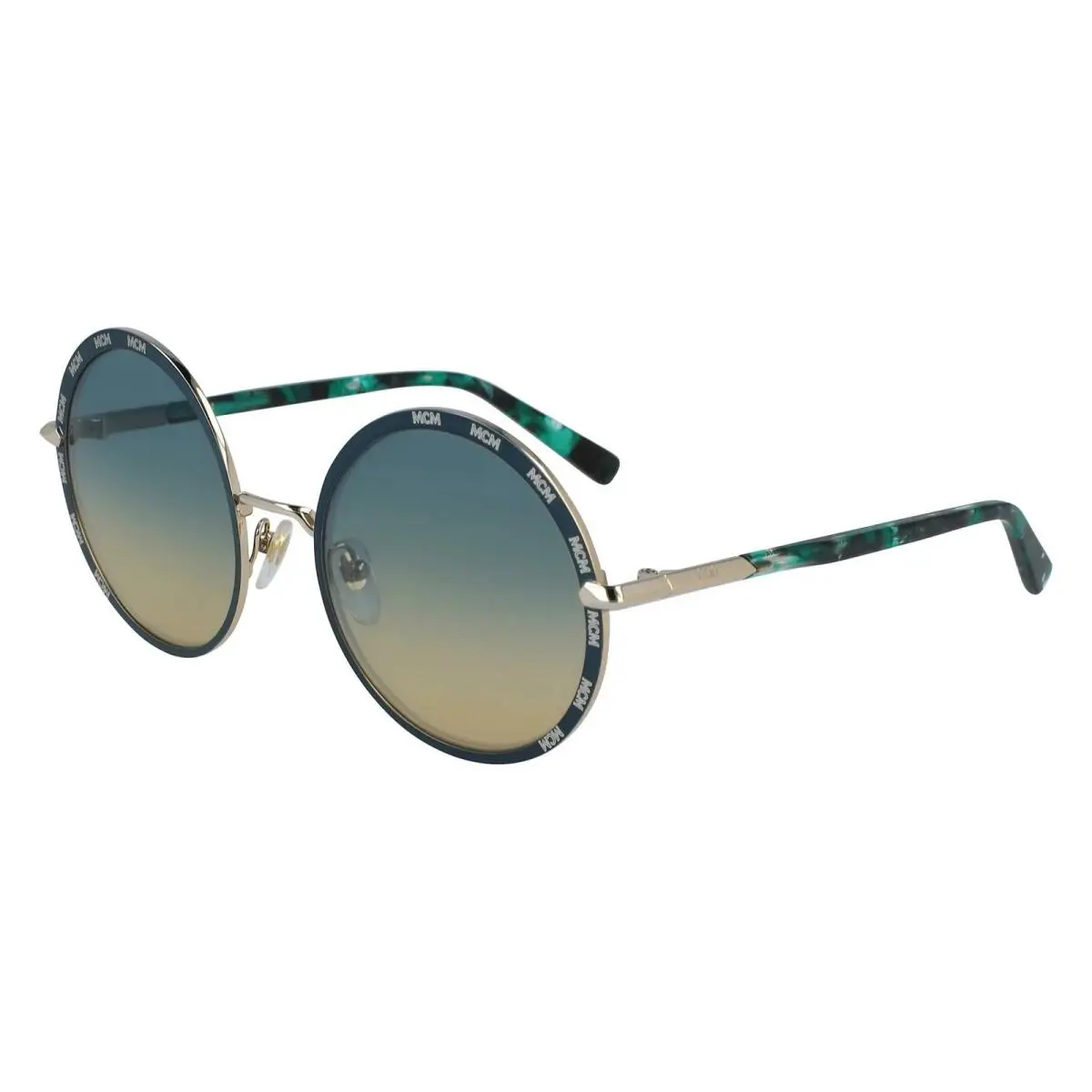 Mcm 127S 736 Gold Petrol Sunglasses with Green Marble Temples Case by MCM