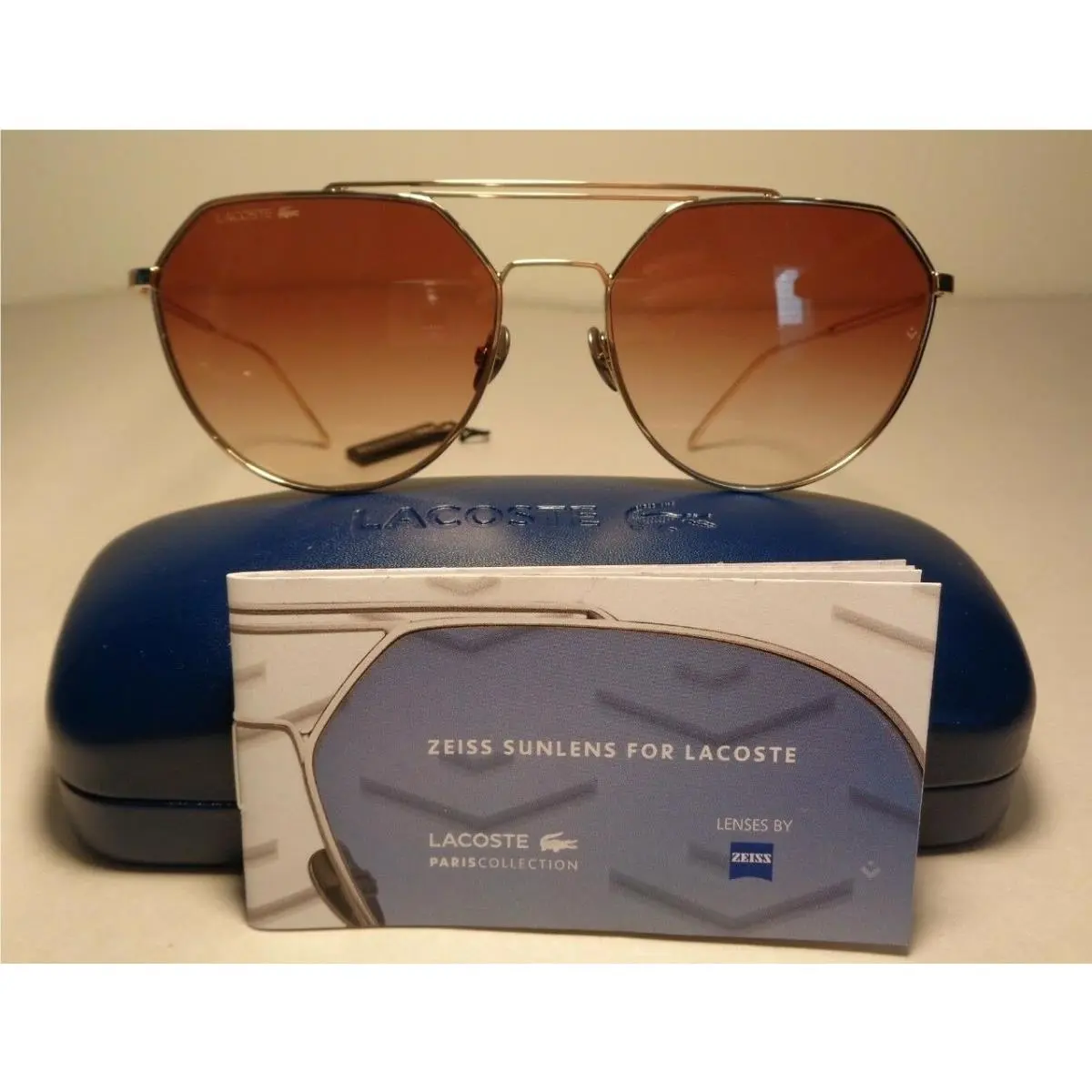 L220SPC Rose Gold Men`s Aviator Sunglasses by Lacoste