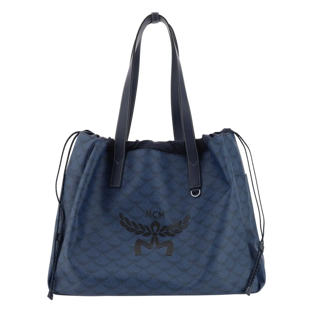 Mcm Himmel Lauretos XL Monogram Drawstring Tote Bag Men`s One Size Navy Blaze by MCM