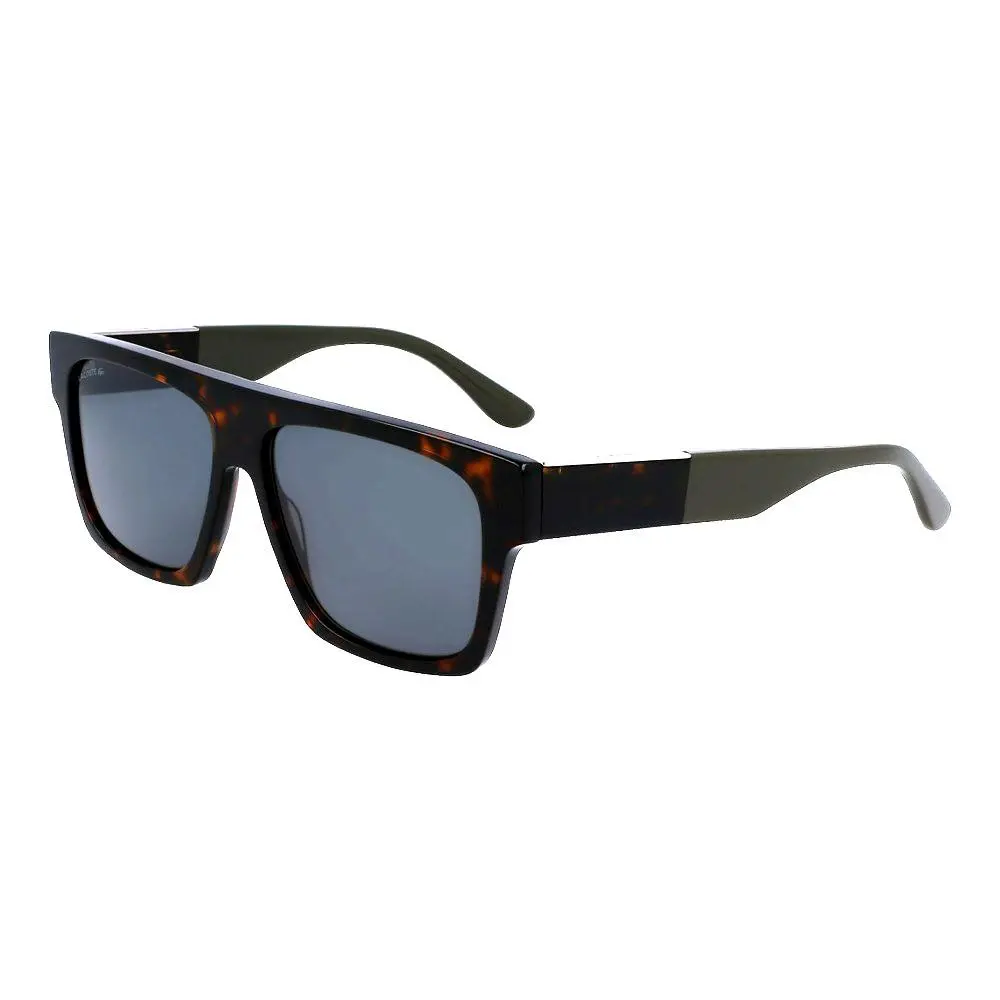 L984S 230 57mm Dark Havana Green Grey Lens Men`s Squared Sunglasses by Lacoste