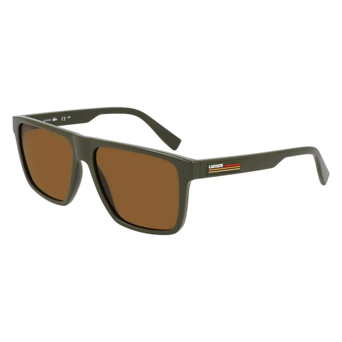 L6027S 275 57mm Khaki Green Lens Men`s Squared Sunglasses by Lacoste