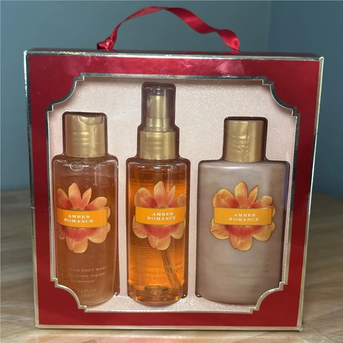 Nos Victoria`s Secret Amber Romance Gift Set Body Lotion Mist Wash by Victoria's Secret