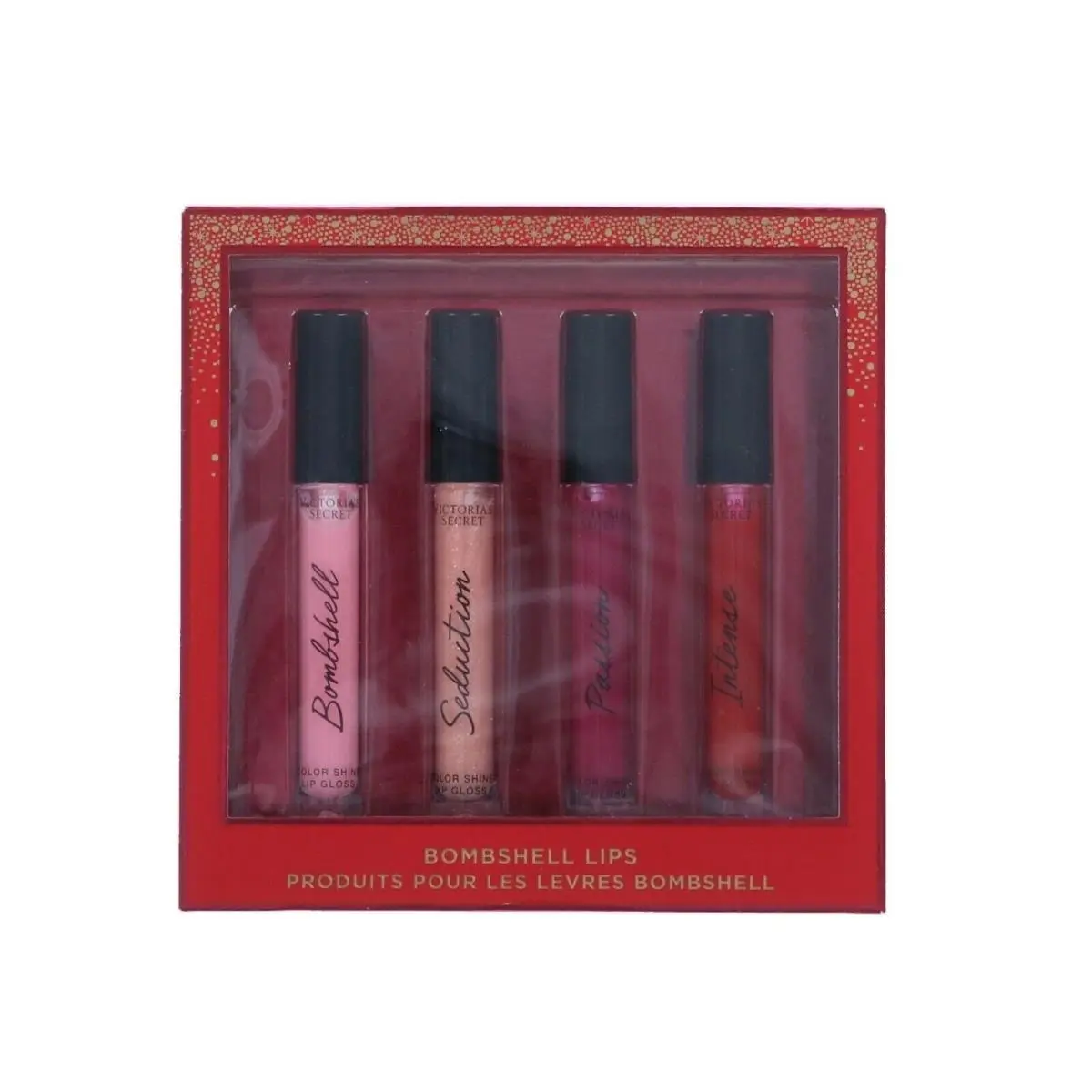 Victoria`s Secret Bombshell Lips 4 Piece Gift Set of Color Shine Lip Gloss