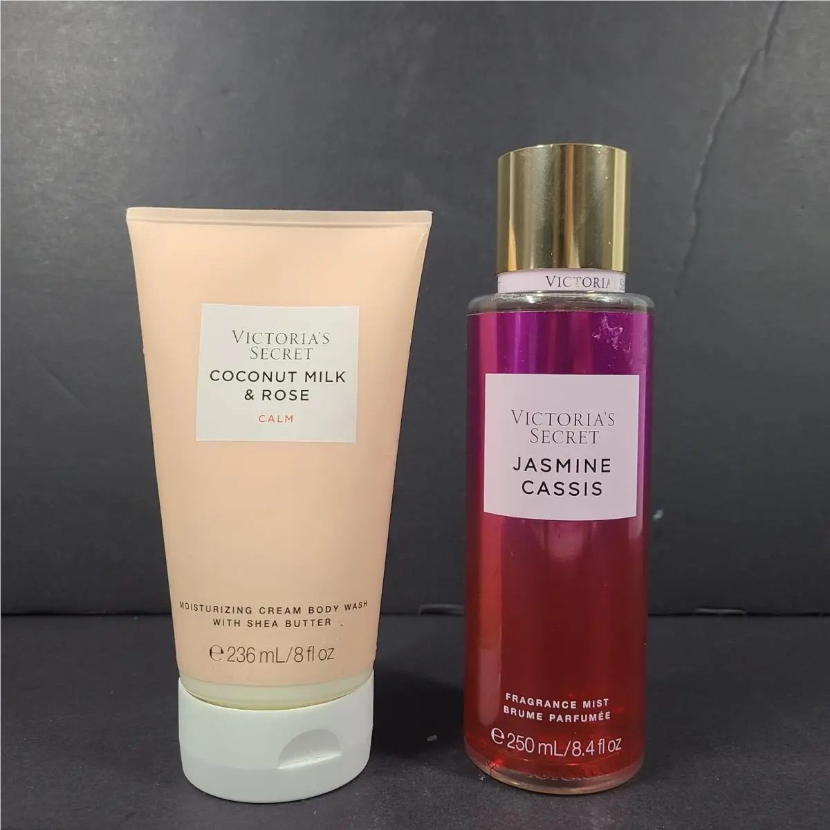 2 Pc Victoria`s Secret Coconut Milk Cream Body Wash Jasmine Cassis Mist 8 oz by Victoria's Secret