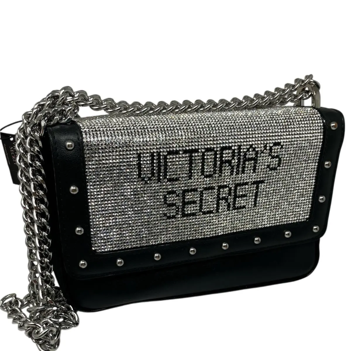 Victoria’s Secret Rhinestone Crossbody Bag Bond Girl Fashion Show Silver Cha