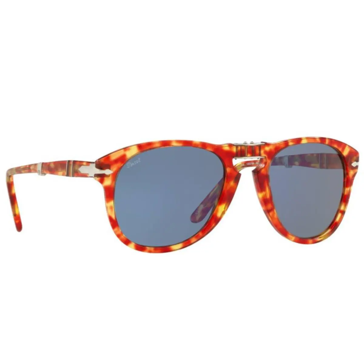 Persol PO 714 1060/56 54mm Red Tortoise Folding Aviator Sunglasses Italy - Frame: Red, Lens: Gray