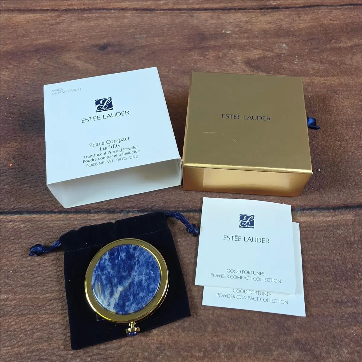 Estee Lauder Peace Compact Women OS Blue Gold Excellent Lucidity Powder Stone