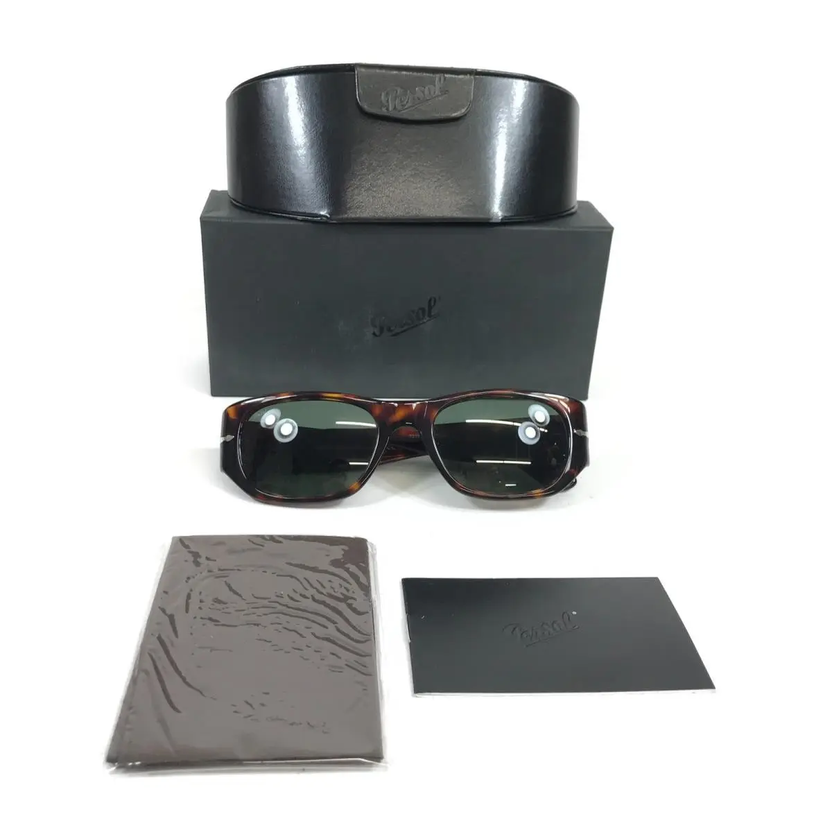 Sunglasses 3307-S 24/31 Tortoise Brown Rectangle Frames with Green Lenses by Persol