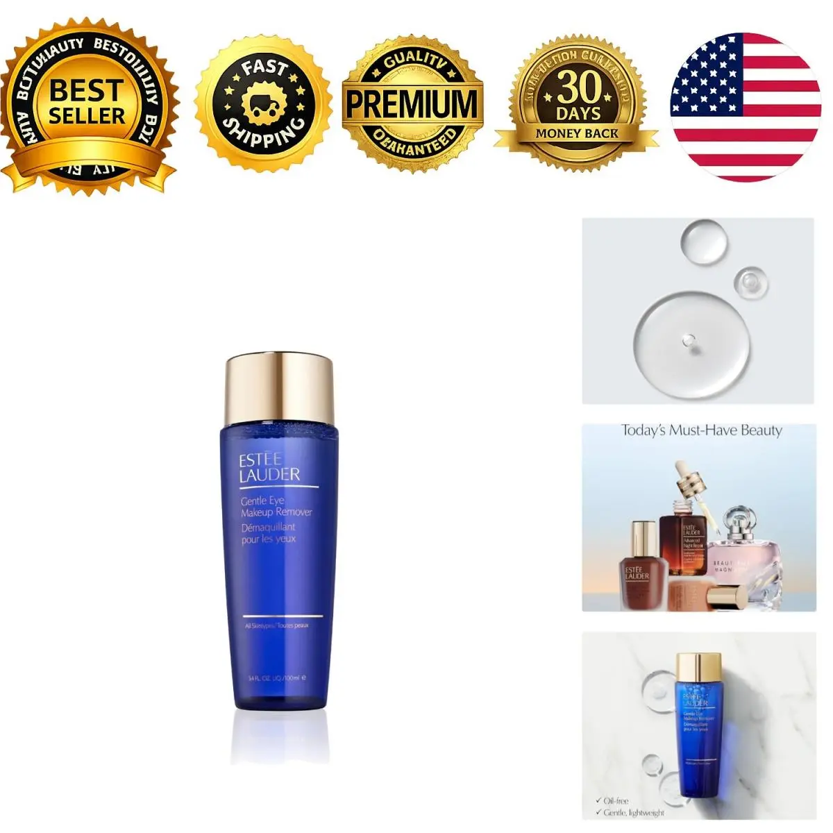Estee Lauder Gentle Liquid Eye Makeup Remover Oil-free Lightweight 3.4 Fl Oz by Estée Lauder