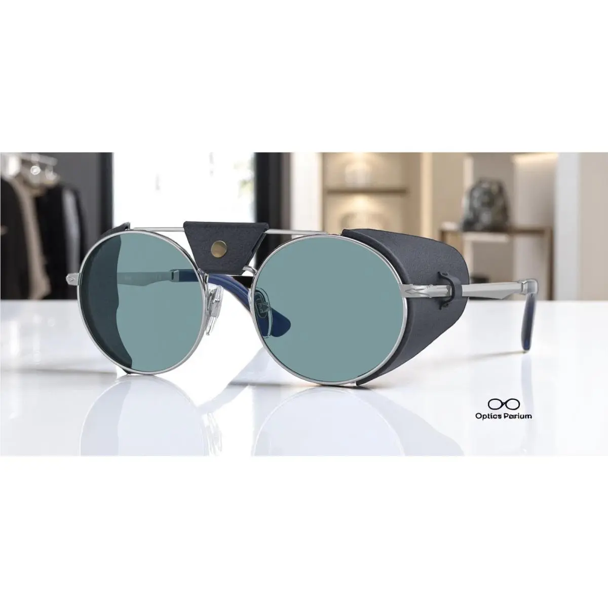 PO2496SZ 1139P1 Round Silver Green Polarized 52 mm Unisex Sunglasses by Persol