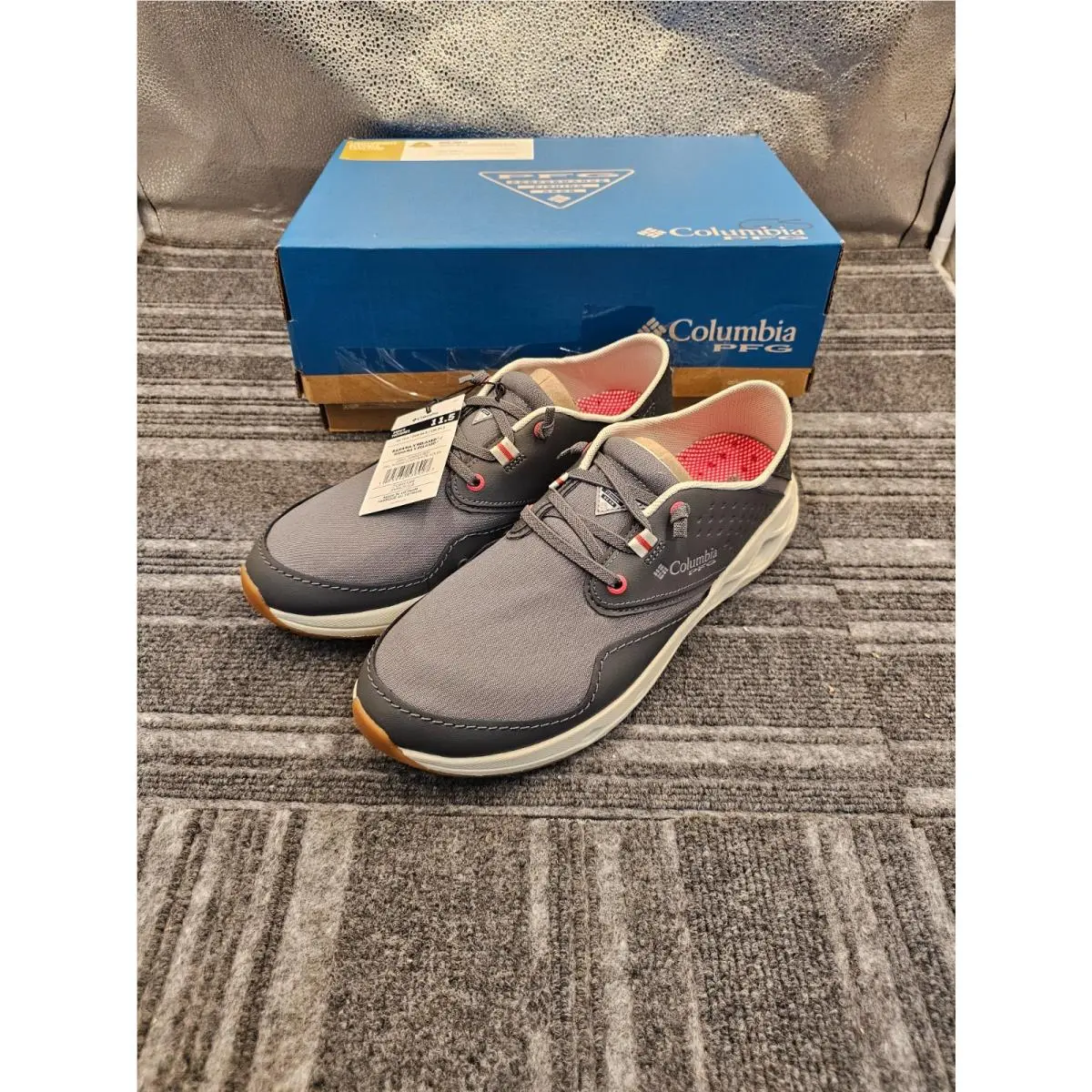 Columbia Men`s Pfg Bahama X Relaxed Boat Shoes Grey/grill/sunset Red BM9625-028