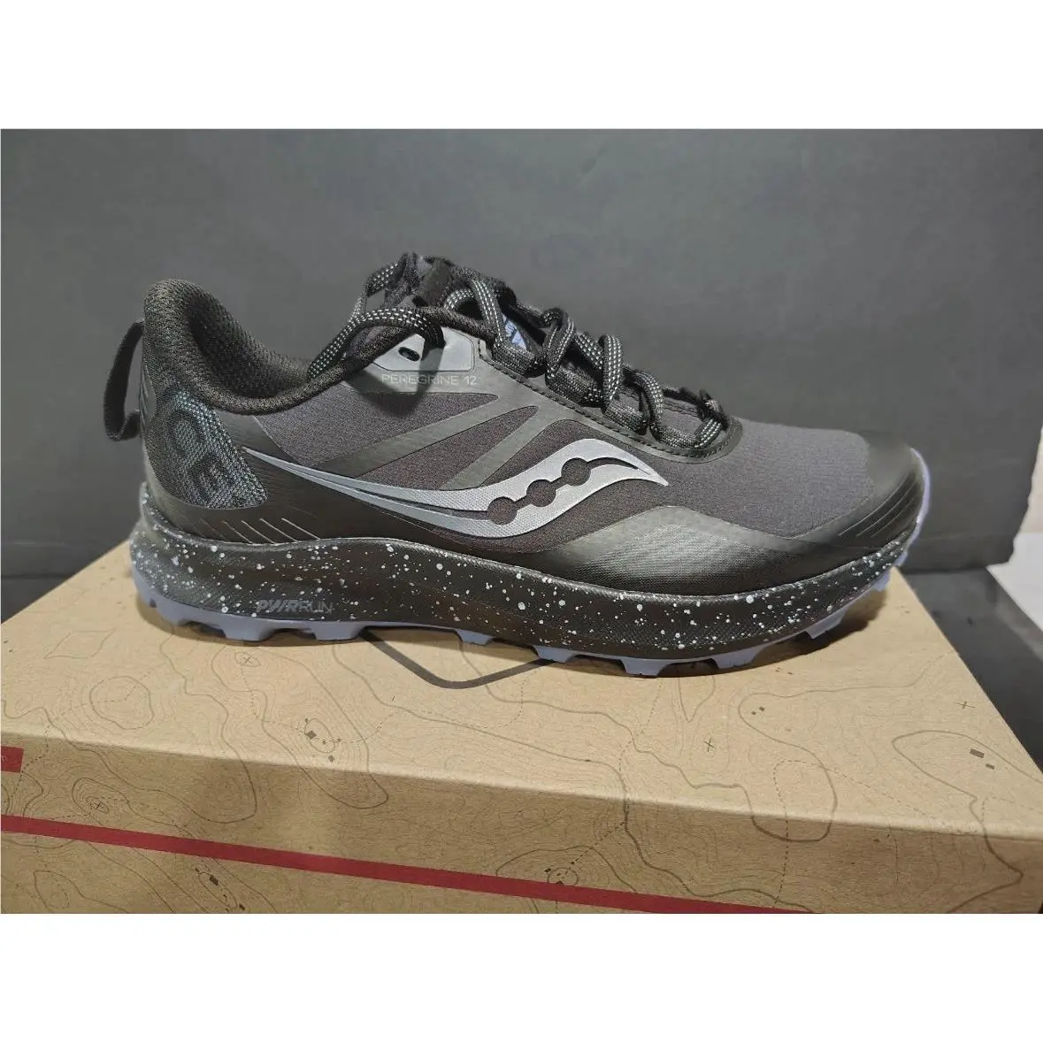 Size 6.5 Saucony Women`s Peregrine Ice+ 3 Hiking Trail Shoes Black Summit W/box
