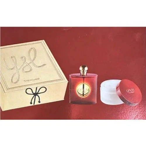 Opium Yves Saint Laurent 3pc Set 3 oz Edp + 6.6 oz Body Cream + Gold Box