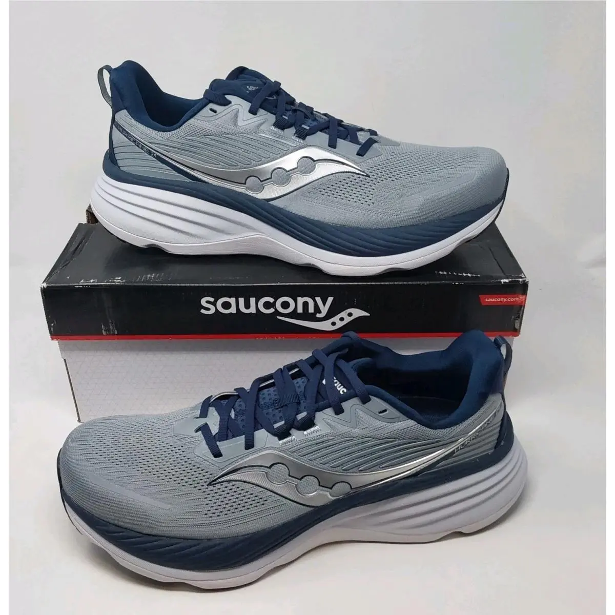 Saucony Hurricane 24 Men`s Running Shoes Flint Navy Size 14
