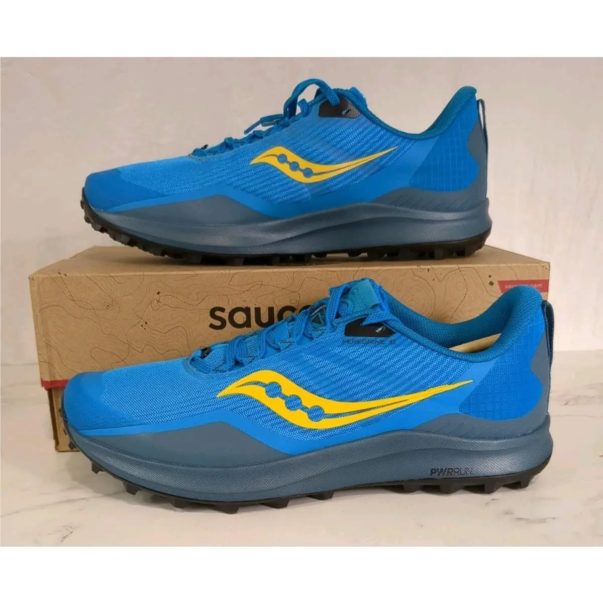 Saucony Peregrine 12 Ocean/blk Bleu Trail Running Shoes Men`s Size 10.5