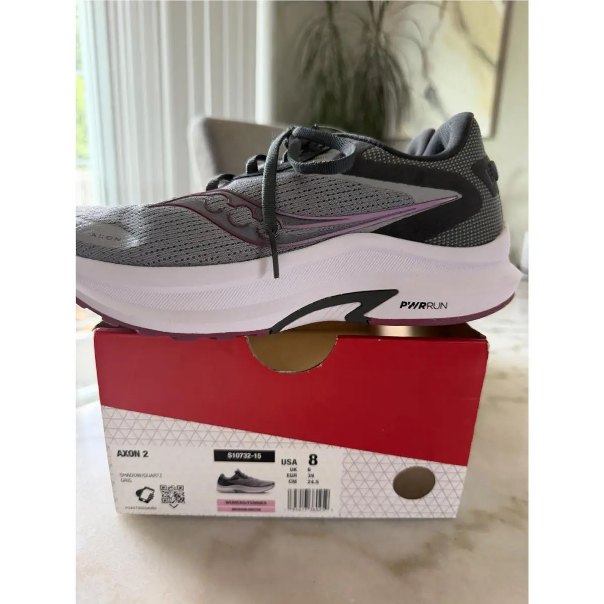 Saucony Axon 2 Womens Running Shoes Grey Purple S10732-15 Size 8