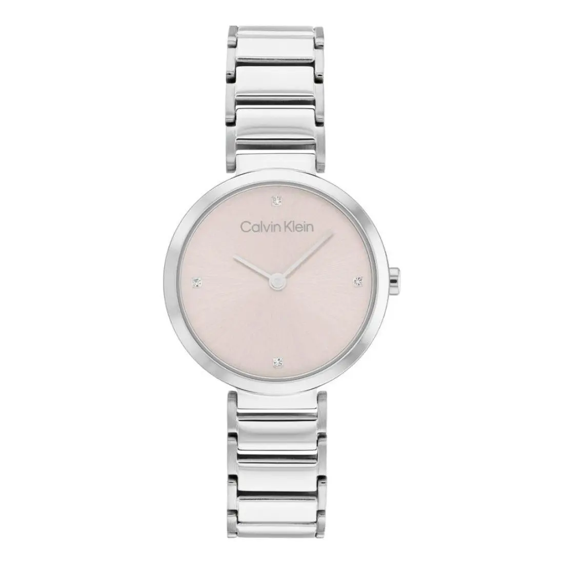 Calvin Klein Minimalistic T Bar Women`s Pink Dial Quartz Watch 25200138 - Face: Blush, Dial: Blush, Band: Silver