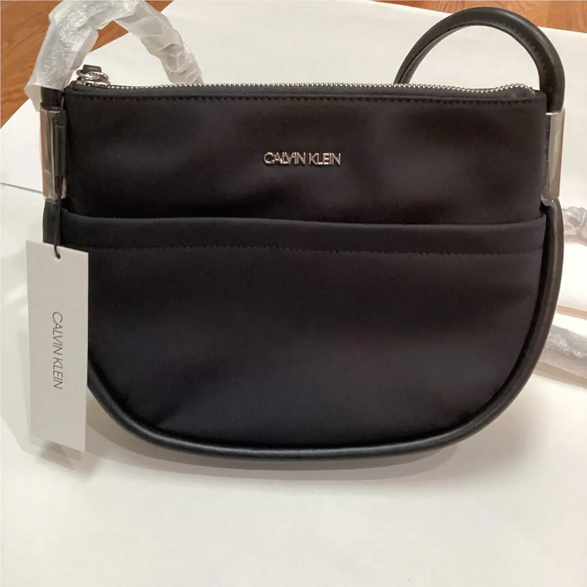 Angelique Novelty Top Zip Crossbody Black Bag Retired by Calvin Klein