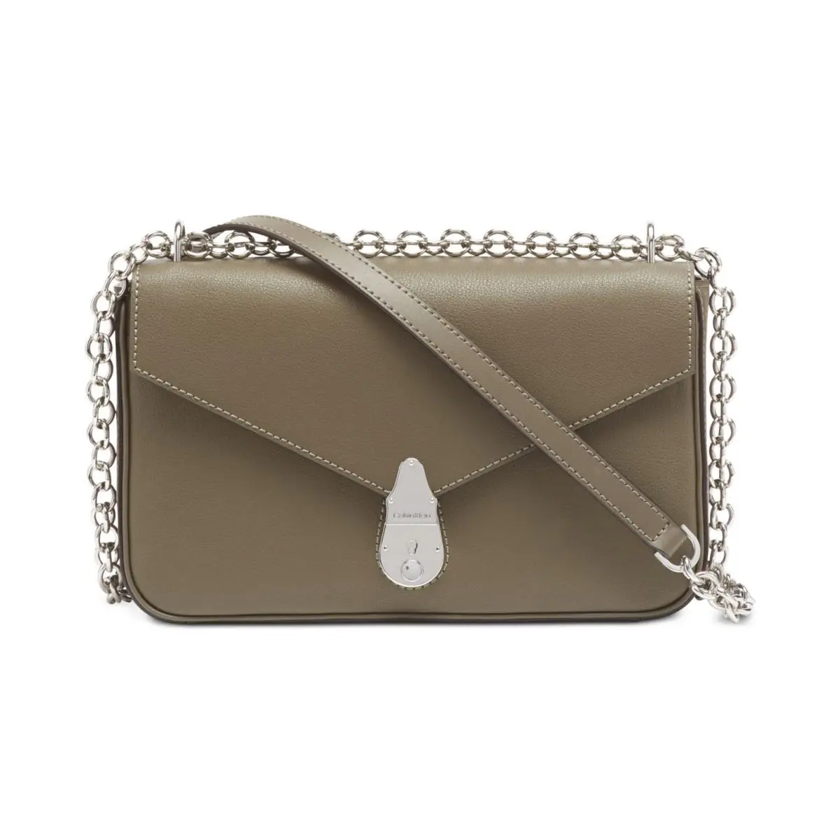Lock Leather Shoulder Bag Beige by Calvin Klein