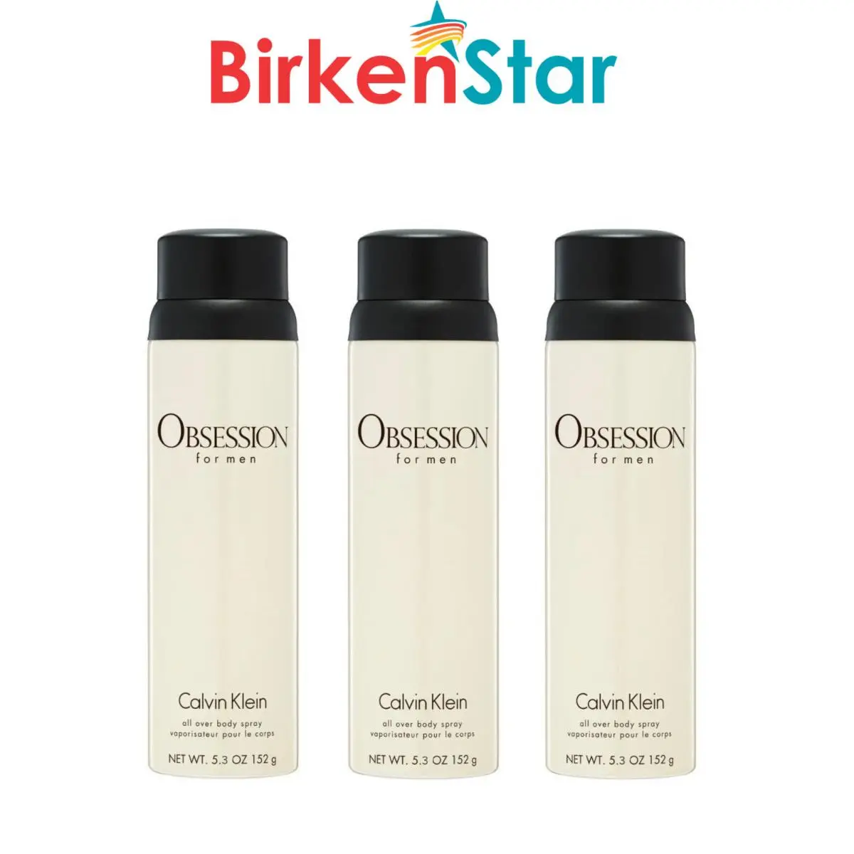 Pack OF 3 Obsession  For Men All Over Body Spray 5.4 oz 152g by Calvin Klein