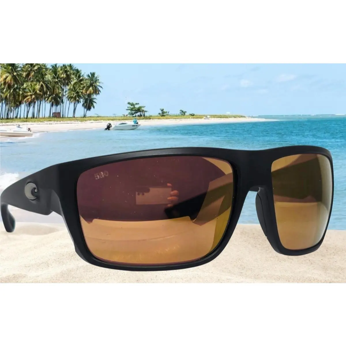 Matte Black/gold Mirror Fly Line Polarized 580G Sunglasses by Costa Del Mar