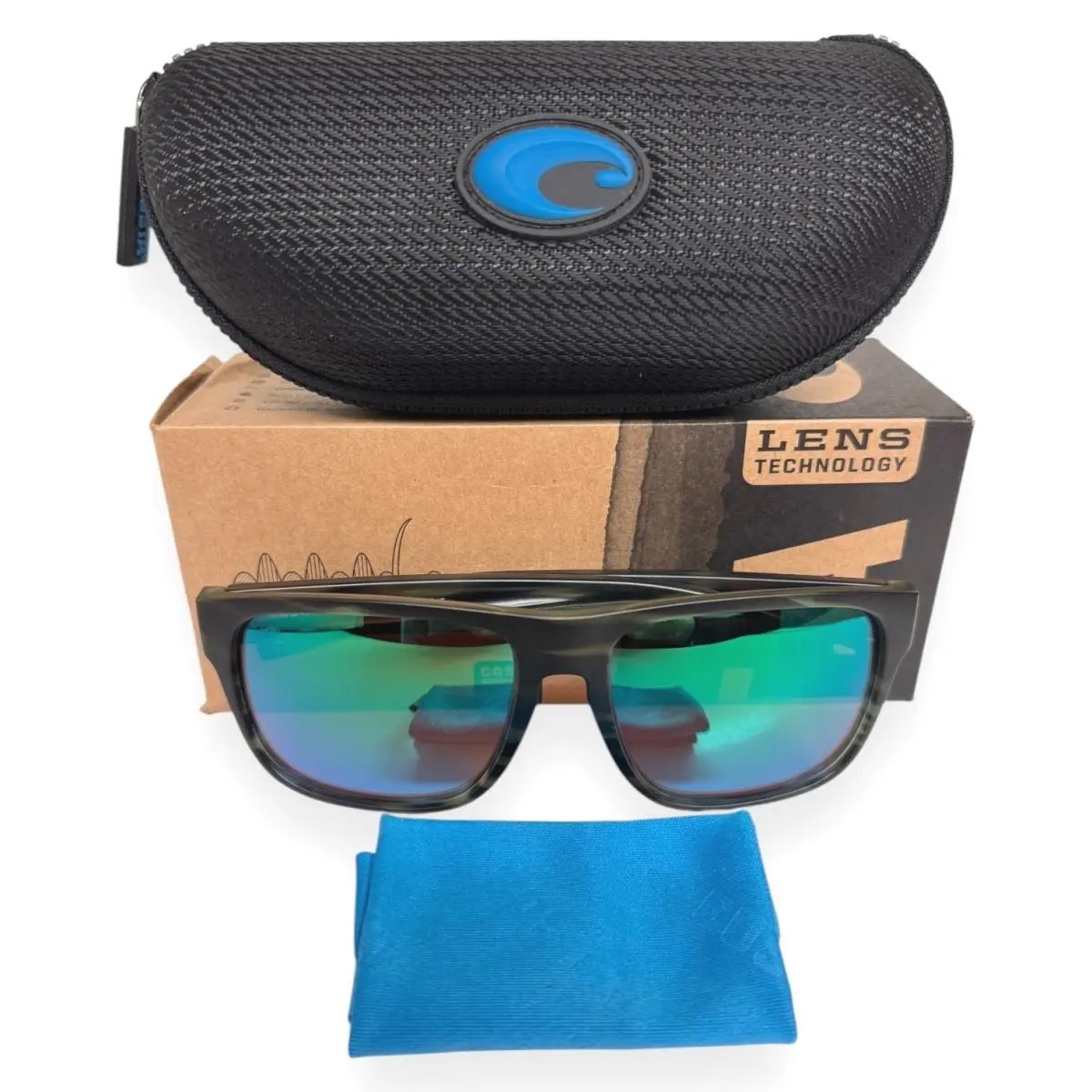 Costa Del Mar Spearo XL Sunglasses Matte Reef Green Polarized Glass W/case - Frame: Green, Lens: Green, Logo: Silver