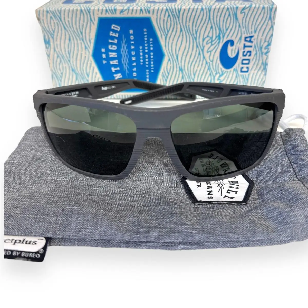 Costa Del Mar Pargo Sunglasses Untangled Matte Dark Gray Polarized Glass W/pouch - Frame: Gray, Lens: Gray, Logo: Silver