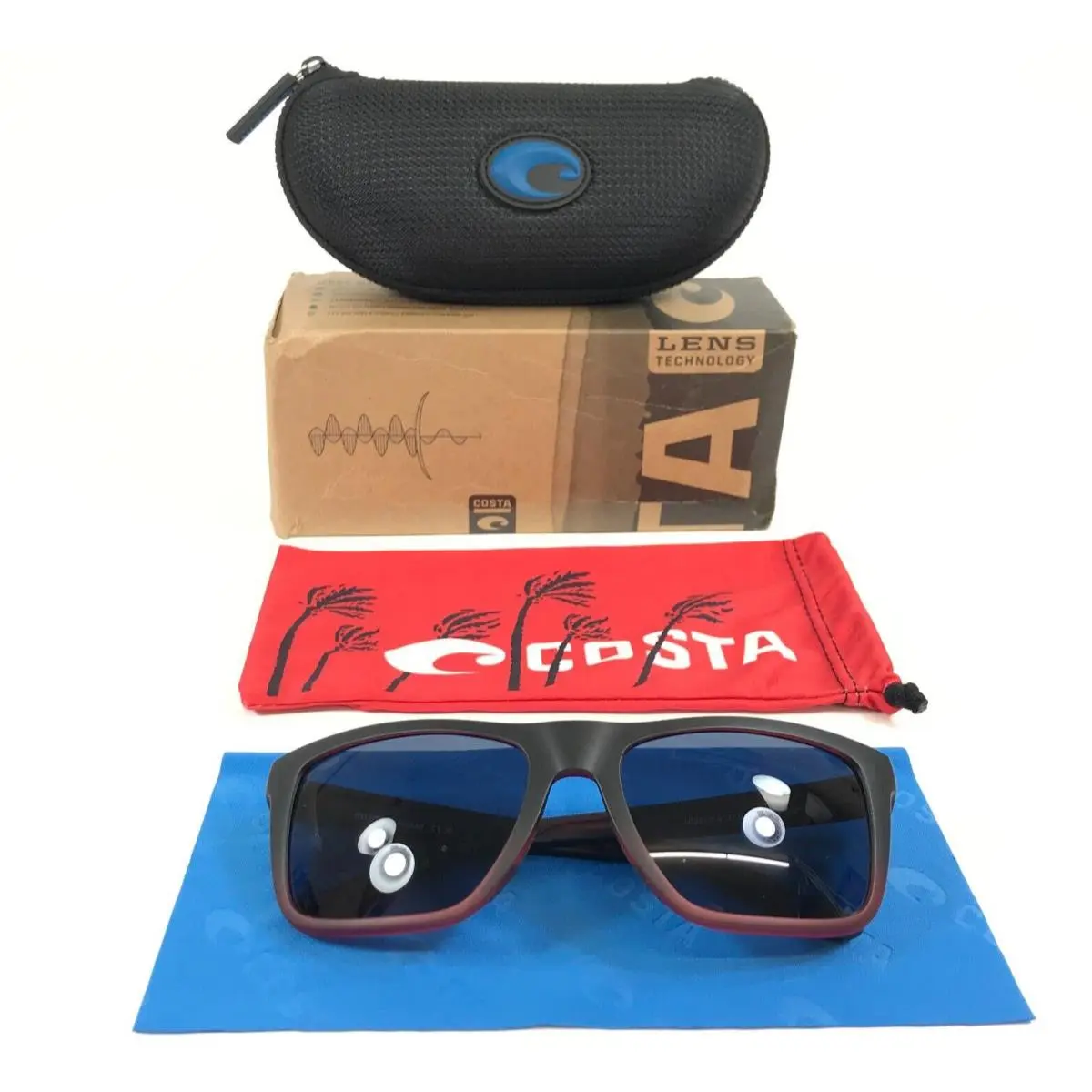 Costa Sunglasses Mainsail 06S9107 910702 Matte Black Red w/ Gray Polarized 580P by Costa Del Mar