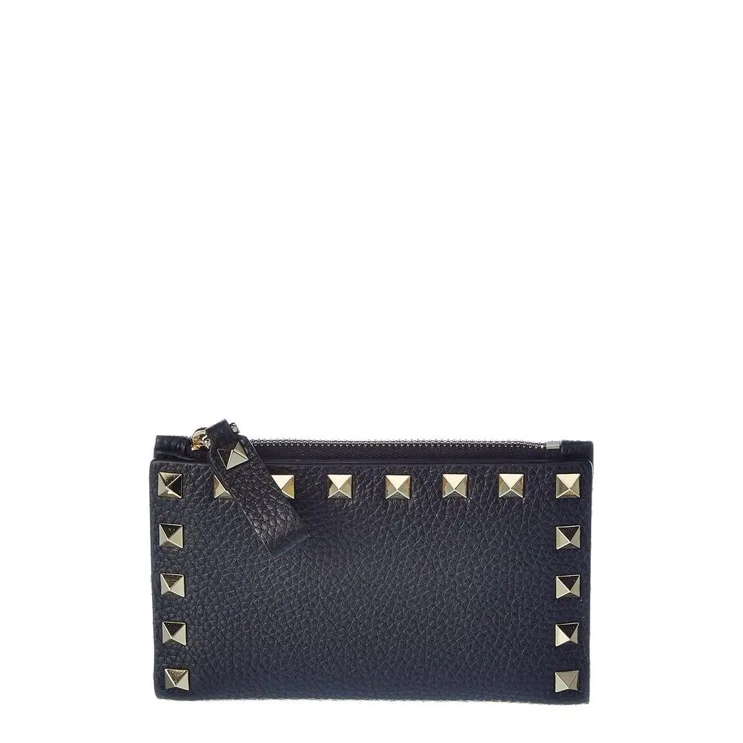 Valentino Rockstud Leather Card Case Women`s Black