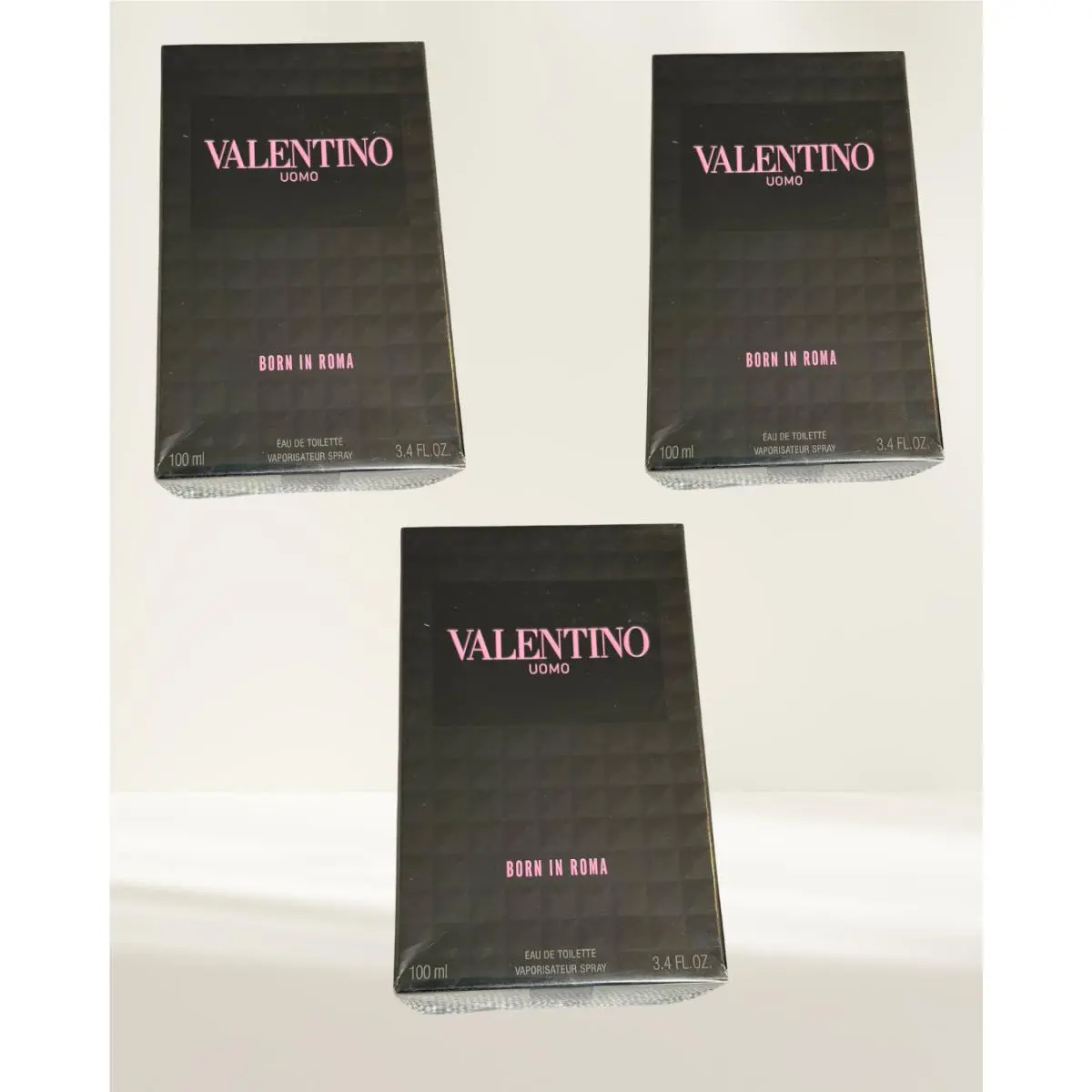 Pack of 3 Uomo Born In Roma  100ml 3.4 fl oz Edt Cologne Spray by Valentino