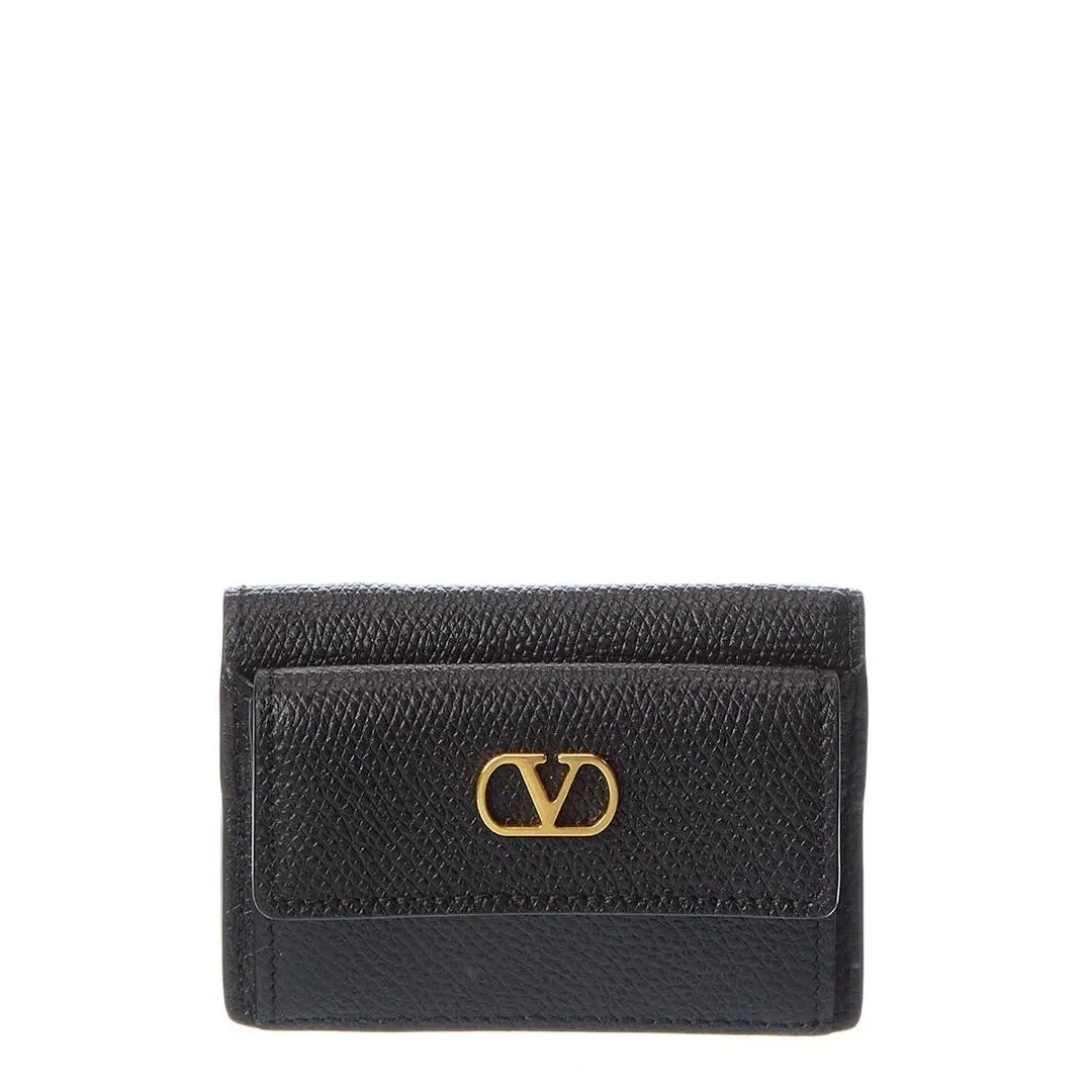 Vlogo Signature Leather Card Case Women`s Black by Valentino