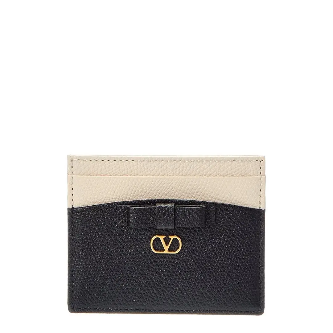 Vlogo Signature Leather Card Holder Women`s Black by Valentino
