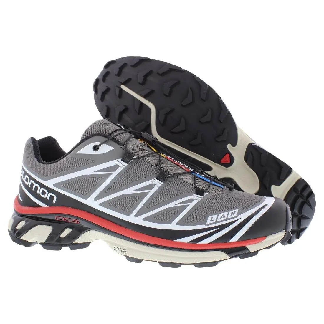 Salomon XT-6 Unisex Shoes Size 10.5 Color: Pewter/black/aurora Red