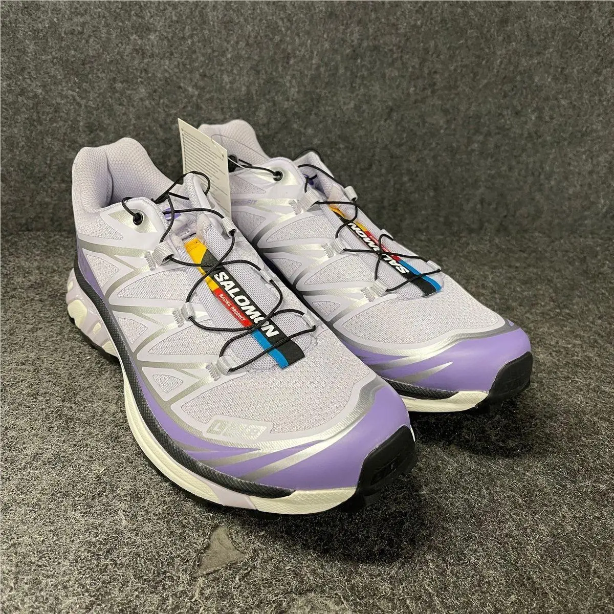 Salomon XT-6 Lace-up Running Shoes Unisex Size M8.5/W9.5 Purple/silver