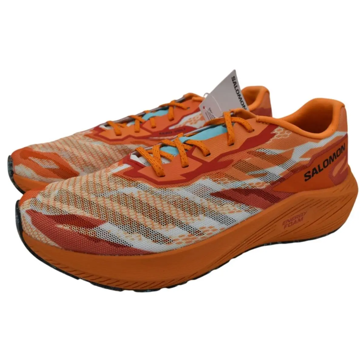 Salomon Mens Size 10.5 Aero Volt Tumeric Red Blue Road Running Shoes Sneakers