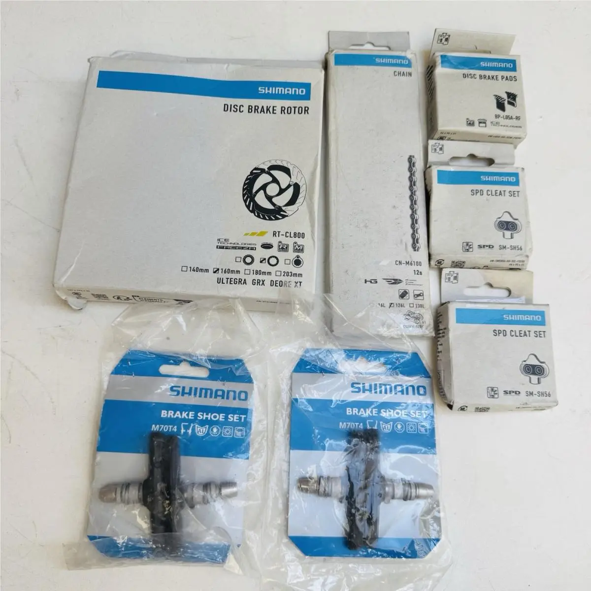 7 Shimano Lot Ultegra/grx RT-CL800 Brake Rotor 160mm Chain Shoes Cleats Pads