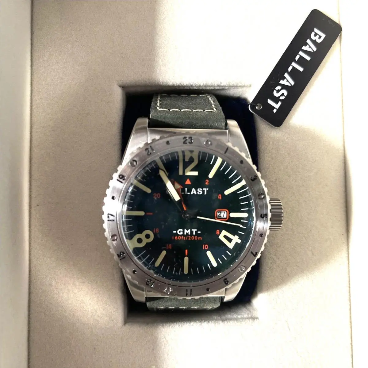 Men’s Ballast Watch Amphion BL-3149 Green 48mm Quartz Leather Strap